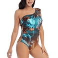 thumbnail image 3 of Sikiie Blue Dragon And White Tiger Print Women One Piece Swimsuits Tummy Control One Shoulder Bathing Suits Ruffle Swimwear, From S to XXL-XX-Large, 3 of 6