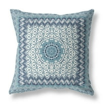 20â€ Blue White Holy Floral Indoor Outdoor Throw Pillow