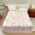 thumbnail image 3 of ZIATUBLES 3 Pcs Full Size Sheet Set, Soft Comfort Bedding Sets with 1 Fitted Sheet and 2 Pillowcases, Cooling Cozy All-Season Bed Sheets, Light Pink Rose Printed, 3 of 9