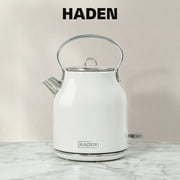 Open Box Haden 1.7 Liter Stainless Steel Body Retro Electric Tea Kettle, White