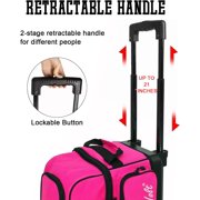 WOLT | Double Roller Bowling Bag for 2 Balls - Retractable Handle 40, Pink