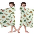 thumbnail image 4 of Light Green Dinosaurs Plants Pattern Hooded Bath Towel，50"x30" for Ages 3 To 12 Kids, Quick Dry Lightweight Soft Microfiber Hood Beach Towel Cover Up for Kids, 4 of 7