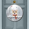 thumbnail image 2 of Playful Corgi Welcomes Winter Snowy Day with Cardinal Bird Round Wood Sign Welsh Corgi Dog Lover Gifts Idea Hanging Wall Home Decor - 2017, 2 of 5