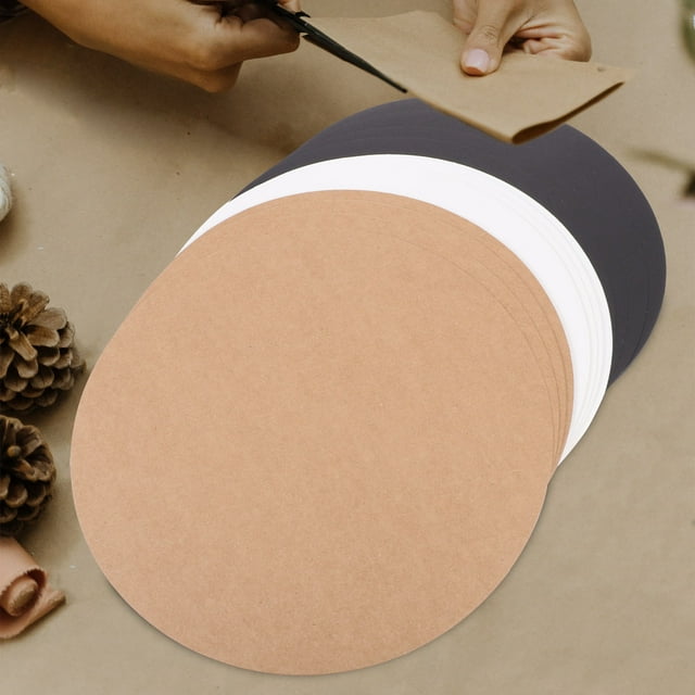 FENGGUIQU Kraft Paper Cards 60Pcs for Wedding Birthday and Christmas Crafts Making Round Cardstocks