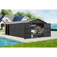 thumbnail image 2 of Miekor Furniture 12x25FT Outdoor Metal Garage Shed, Extra Large Metal Carport with Lockable Double Hinged Doors, Heavy Duty Car Shelter for Car, Truck, Motorcycle and Lawn Equipment, Dark Grey MK9689, 2 of 10