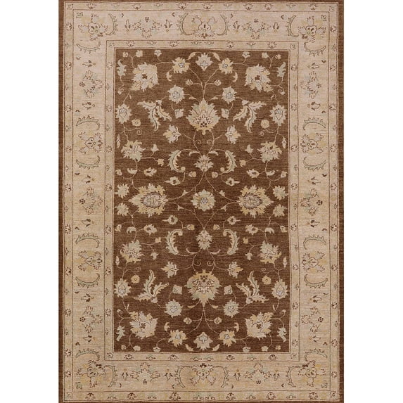 Ahgly Company Indoor Rectangle Mid-Century Modern SaddleBrown Oriental Area Rugs, 6' x 9'