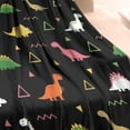 thumbnail image 3 of Black Dinosaurs Geometric Pattern Blanket,Comfortable Soft Flannel Throw Blanket,All Season,Warm Lightweight Blankets for Sofa Bed Couch Living Room Chair,30"x40", 3 of 4