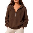 thumbnail image 2 of Women's Half Zip Oversized Drawstring Hoodie Casual Sweatshirt with Kangaroo Pocket XL, 2 of 5