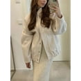 thumbnail image 4 of Woman Fashion Loose Gray Warm Baseball Jacket 2023 Spring Casual Oversized Bomber, 4 of 6