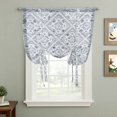 thumbnail image 2 of Grey Flowers Tie Up Curtains for Windows, Adjustable Balloon Window Shades, Spring Floral Farmhouse Retro Art Kitchen Window Treatments Farmhouse Short Curtains with Rod Pocket 42"x45", 2 of 8