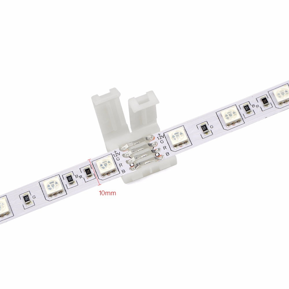 Sourcing Map 4-Pin RGB LED Steckverbinder – 10 Stück, H-Form, Lötfrei, Für 5050 LED Streifen 10mm