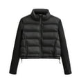 thumbnail image 1 of ZEVITY, Chaqueta de algodón acolchada de retazos de manga larga con cuello levantado a la moda para mujer, abrigo para mujer, prendas de vestir exteriores elegantes con cremallera, Tops cortos CT5817, 1 of 5