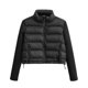 thumbnail image 1 of ZEVITY, Chaqueta de algodón acolchada de retazos de manga larga con cuello levantado a la moda para mujer, abrigo para mujer, prendas de vestir exteriores elegantes con cremallera, Tops cortos CT5817, 1 of 5