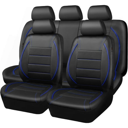 asdfgh Universal FIT Piping Leather Car Seat Cover  for suvs Van Trucks Airbag Compatible Inside Zipper Design and Reserved Opening Holes