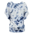 thumbnail image 3 of Made by Johnny Women's V-Neck Short Sleeve Tie Dye Drape Dolman Top XXXL WHITE_NAVY, 3 of 6