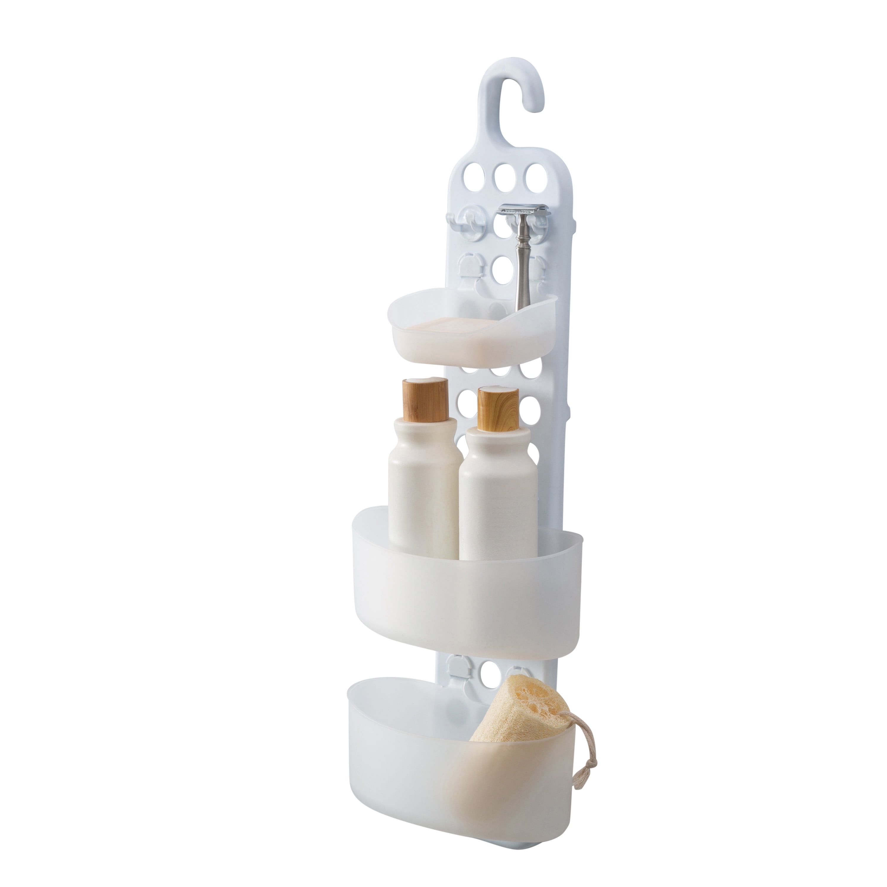 Bath Bliss 3 Shelves Tier Adjustable Plastic Shower Caddy, White