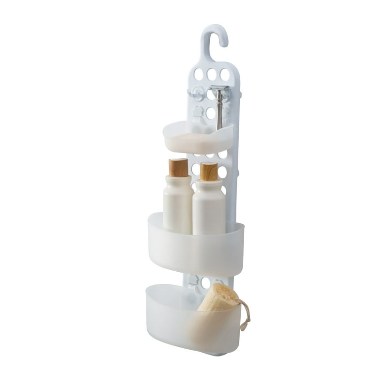 Bath Bliss White Plastic 3-Shelf Over The Showerhead Hanging