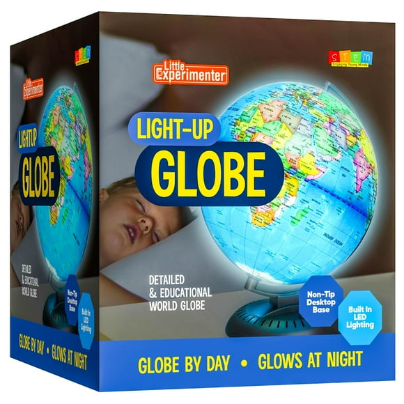 Illuminated Globes for Kids - 8” Light Up World Globe With Stand, Gift Ideas for Children - Interactive Learning & Educational Toys for All Ages - Earth G