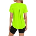 thumbnail image 2 of Ladies Tops And Blouses Ndbuld Women's Fashionable Slim-fitting Elastic Lightweight Casual UPF 50+ Sunscreen Hiking Sports Short-sleeved Round-neck Top Green XXL, 2 of 9