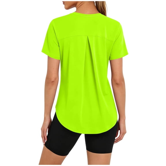 Kezqiaxn Womens Shirts Sports Short Sleeve Crew Neck Dressy Summer Tops Blouses for Women Dressy Casual Plus Size Fashion