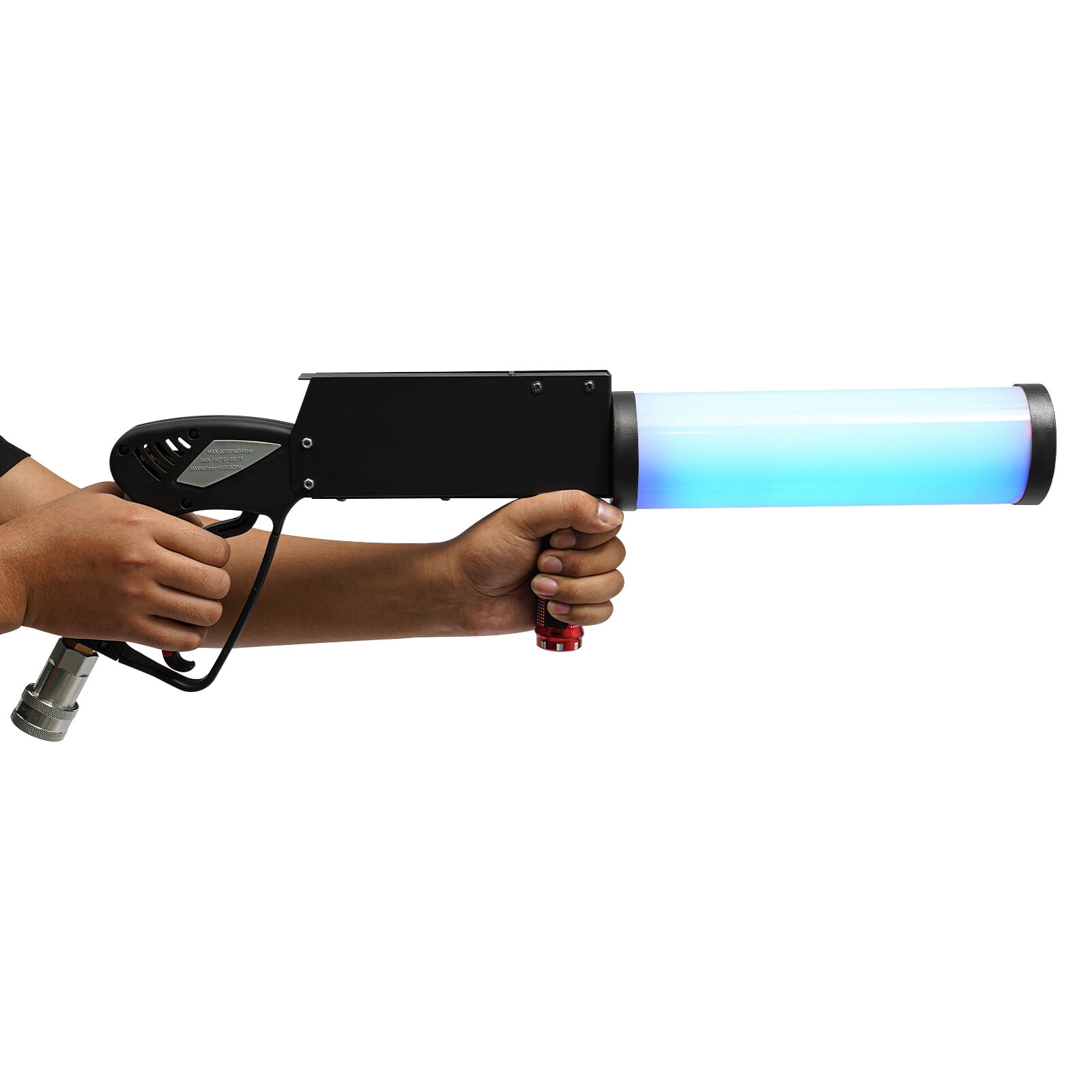 DENEST CO2 Handheld Fog Gun Smoke Machine with LED Lights Handheld CO2 Jet Machine with 3 Meter Gas Hose, Red Green Blue Stage Effect Fogger