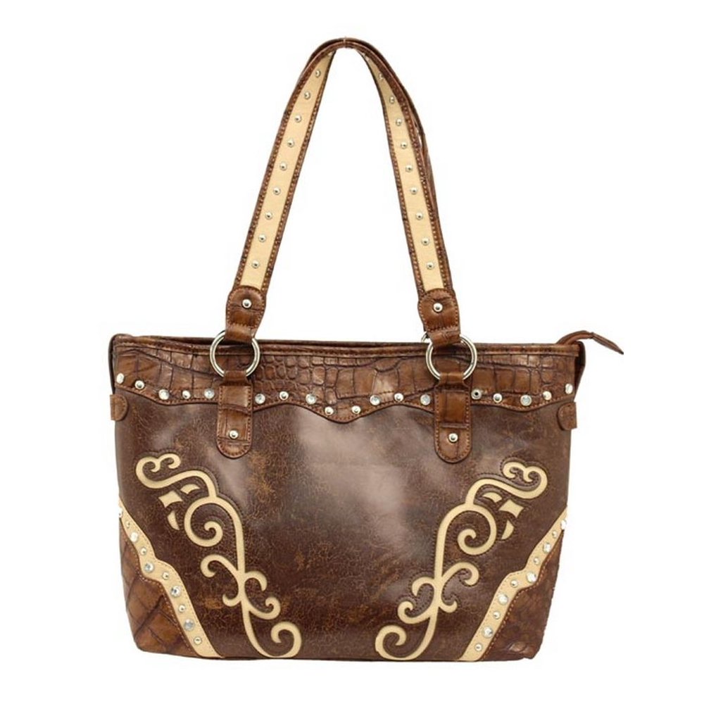 Nocona Nocona Western Handbag Womens Tote Scroll Gator L Brown