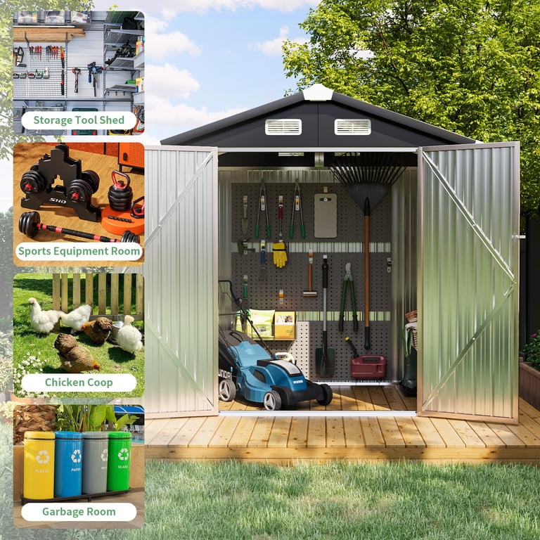 Bapipro 6' x 4' FT Outdoor Storage Shed, Outside Metal Tool Shed
