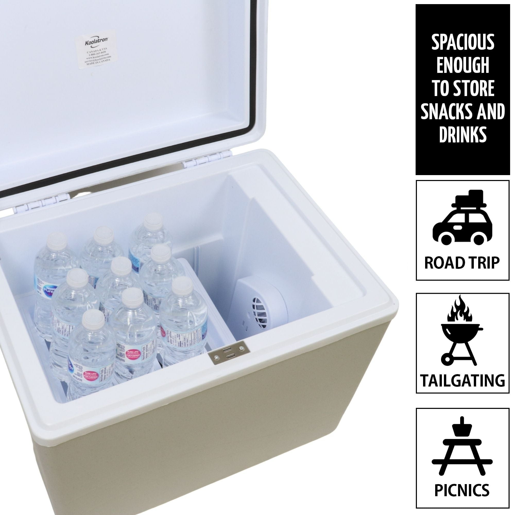 Koolatron 12V Electric Cooler/Warmer 42L (45 qt), Two-Way Design, Gray