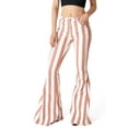 thumbnail image 2 of Saints & Hearts Womens Juniors High Rise Retro Stripe Flares (Burnt Coral, Medium), 2 of 3