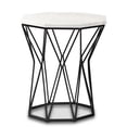 thumbnail image 2 of Pemberly Row Modern Black Metal End Table with Marble Tabletop, 2 of 8
