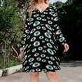 thumbnail image 2 of Evil Eye Long Sleeve Dresses For Women Vintage Elegant Party Dress Oversized V-neck Dress S-8XL, 2 of 7