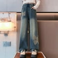 thumbnail image 5 of Peacolate 4-10Years Little Girls' Butterfly Embroidered Flared Jeans Retro Pants for Big Girls,Butterfly,8-9Years, 5 of 5