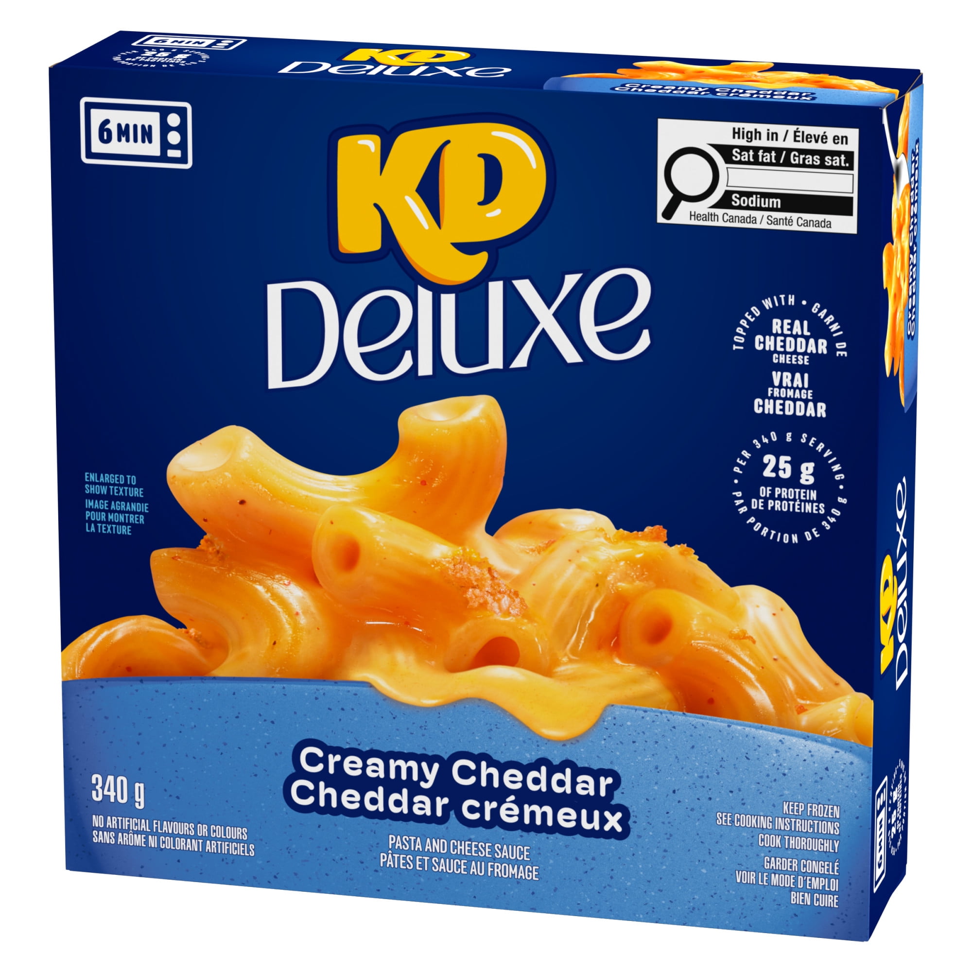 KD Deluxe Creamy Cheddar Macaroni and Cheese Frozen Dinner, 340g Box, 340g