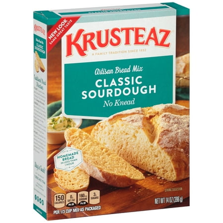 (2 Pack) Krusteaz No Knead Classic Sourdough Artisan Bread Mix, 14oz (Best Bread Machine Mixes)