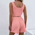 thumbnail image 4 of Hauaitttt Two Piece Outfits Women Summer Shorts Sets 2 Piece Sleeveless Matching Crop Top and High Waisted Shorts for Women Lap for Women Cute Swimming Suits Cute Summer Clothes for Juniors Ladies, 4 of 7