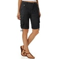 thumbnail image 5 of Women's Casual Fitted Multi-Pockets Twill Bermuda Cargo Shorts(No Belt),Black 18, 5 of 10