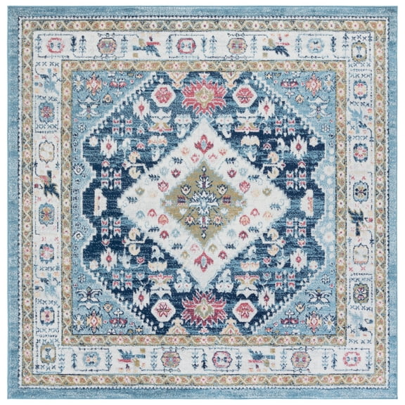 SAFAVIEH Madison Altan Oriental Area Rug, Light Blue/Ivory, 6'7" x 6'7" Square