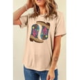 thumbnail image 5 of Trendy Sequined Western Boots Graphic Tee - Khaki, Summer Style, 5 of 8