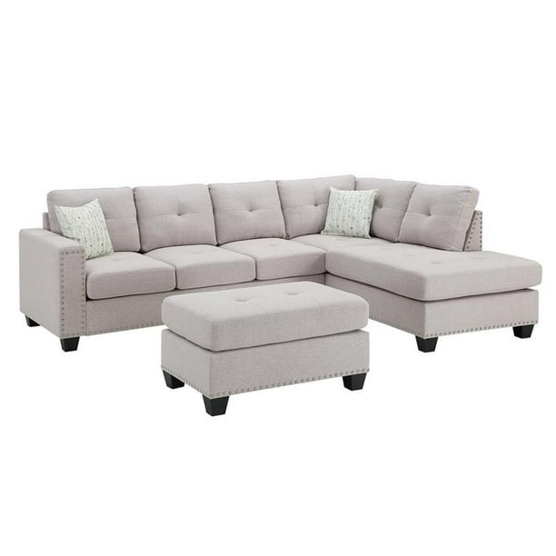 Bowery Hill Somerset Light Gray Linen Reversible Sectional With Ottoman Com - Bowery Hill Gray Linen Reversible Sectional Sleeper Sofa With Storage Bowery Hill Somerset Light Gray Linen Reversible Sectional With Ottoman Com - Bowery Hill Gray Linen Reversible Sectional Sleeper Sofa With Storage