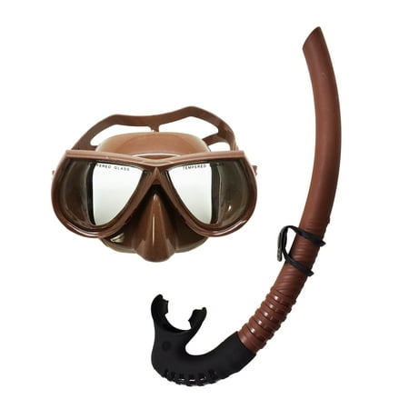 Palantic Brown Free Dive Spearfishing Low Volume Mask & Flexible Snorkel