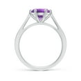 thumbnail image 2 of ANGARA Natural Tapered Shank 1.7 ct Amethyst Solitaire Ring with Diamonds in 14K White Gold for Women (Size-8mm) | February Birthstone, Anniversary, Jewelry Gift for Women | Natural Amethyst Ring, 2 of 9