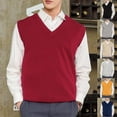 thumbnail image 1 of Chaleco tipo jersey holgado y cálido sin mangas para hombre, chaleco tipo jersey con cuello en V, 1 of 5