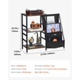 thumbnail image 3 of 3-Tier Black Metal Record Player Shelf for Vinyl Storage, Includes LED Lights & USB Ports, 3 of 11