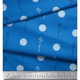 thumbnail image 2 of Soimoi Blue Heavy Canvas Fabric Polka Dot & Leaves Print Sewing Fabric BTY 58 Inch Wide, 2 of 3