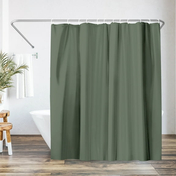 Americanflat 71x74 Solid Green Shower Curtain - Water Resistant - Polyester Fabric