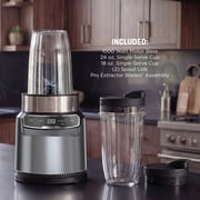 Ninja Nutri Pro Compact Personal Blender, 18-Oz and 24-Oz To-Go Cups & Spout Lids, Auto-iQ Technology, Smoothies, Crush, BN400 Stone Silver