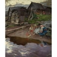 thumbnail image 2 of Abram Efimovich Arkhipov 15x18 Black Ornate Wood Framed Double Matted Museum Art Print Titled - In the Evening, 2 of 5