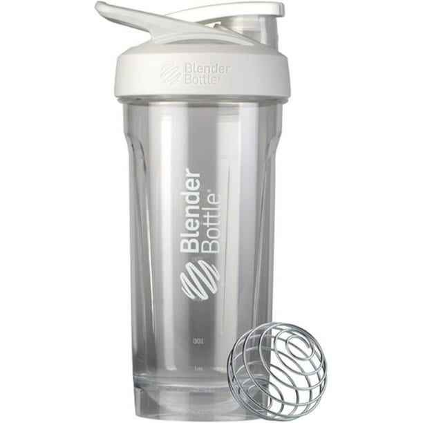 BlenderBottle Strada Shaker Cup perfecto para batidos de proteínas y preentrenamiento, 28 onzas, blanco
