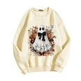 thumbnail image 4 of Chandail en Molleton Imprimé Fantôme pour Femmes Chandail Léger et Chaud Blouses Col Rond Manches Longues Ultra Doux Texturé Tenues de Printemps 2025 Chandail Automne Hiver Vêtements, 4 of 4