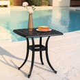 thumbnail image 3 of GZXS 21.3" Outdoor Side Table, Cast Aluminum End Table with 1.6" Umbrella Hole, Small Square Bistro Table for Porch, Patio, Balcony, Backyard, Black, 3 of 11